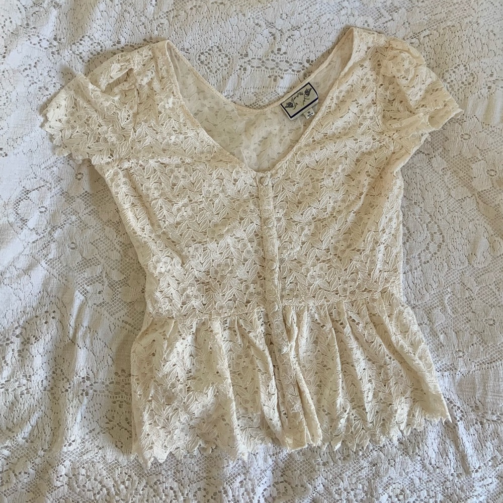 Two of us floral pale pink peplum blouse